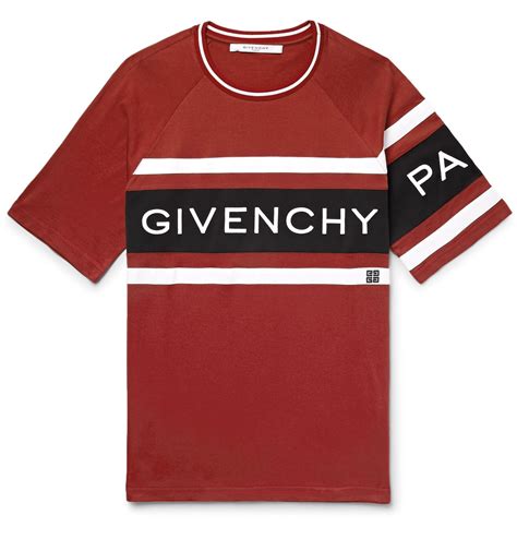 givenchy t shirt rossa|GIVENCHY Appliquéd striped cotton.